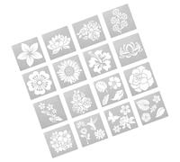 Mikikit 16 Pezzi Stencil per Pittura Murale Riutilizzabile in Pet Bianco Motivi di Fiori e Piante Tropicali, Lavabile e Comodo, per Regali e Progetti Artistici