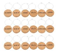 Mikikit 18 Pezzi Segna Bicchiere in Sughero per Vino, Accessori Eleganti e Decorativi per Feste e Riunioni di Famiglia, Identificatori Unici per Calici di Vino