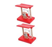 Mikikit 2 Accessori Trenino in Legno Naturale con Stazione Servizio e Barriera Gioco Didattico per Compatibile con Kit Ferroviari Stimola Creatività e Interazione Familiare