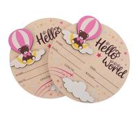 Mikikit 2 Pezzi Cartello in Legno Rotondo Benvenuto Ragazzo Ragazza Personalizzato Annuncio Nascita Ricordo e Primo Giorno Accessorio Fotografico Milestone per Nursery Unisex