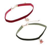 Mikikit 2 pezzi Collana Choker Natalizia con Ciondoli Campanellini e Decorazioni Festive Collare Rosso e Verde per Feste di Natale Gioielli Ornamentali Eleganti