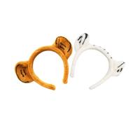 Mikikit 2 pezzi Fasce per Capelli con Orecchie di Tigre in Morbido Plush da Giallo e Bianco Accessori Moda per Feste Cosplay e Lavaggio Viso Comfort Traspirante per Adulti e Teenager