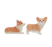 Mikikit 2 Pezzi Miniatura Corgi in Resina Arancione, Decorazione Versatile e Leggera per Scrivania o Cruscotto Auto, Statuetta Animale Giocosa e Creativa per Piccoli Spazi