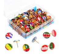 Mikikit 200 pezzi Spilli Bacheca con Bandiere Push Pins Colorati Compatti con Design Epoxy per Mappa Europa Decorazione Ufficio e Accessori Moda