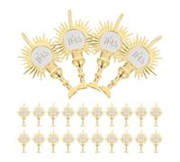 Mikikit 24 Pezzi Decorazione Topper Festa Religiosa in Plastica Oro per Party Atmosfera Festiva e Stile Chic, come Ornamento per Decorazioni di Chiesa e Foto