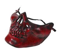 Mikikit 3 Maschere da Teschio a Metà Viso Rosse per Halloween Cosplay di Fantasmi e Demoni Mezza Maschera da Mascheramento in Materiale Confortevole per Feste e Travestimenti
