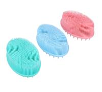 Mikikit 3 Pezzi Spazzola da Bagno in Silicone, Spazzola per Chioma Delicata, per Lavaggio Sicuro e Pulizia Gentile, per Neonati