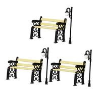 Mikikit 3 Set Simulazione di lampioni del parco. mini roba di lampada Miniature all'aperto mini lampioni stradali arredamento mini panca plastica