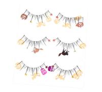 Mikikit 3paia Ciglia Finte Paillettes per Halloween Design Teschi e Zucche Spesse e Pazze Accessorio da Donna per Feste in Maschera e Cosplay