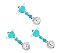 Mikikit 3Pcs Leggere Clip E Orologi Verde Portatile Fob Easy Heart- Studente Orologio Spilla Cuore - Hreat Per L'Uso Infermieristico Decorativo Per Appuntare Risvolto Appeso Moda