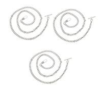 Mikikit 3pezzi Catena Metallo Per Orologi Da Tasca Con Fibbia T-bar Decorazione Per Cinture e Tasca Stile Vintage Per Uomo e Donna Argento