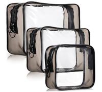 Mikikit 3pezzi Porta-trucchi Organizer da Viaggio in Plastica Borsa per Cosmetici Trasparente Cerniera Contenitore per Articoli da Toeletta per Viaggi Palestra e Uso Quotidiano