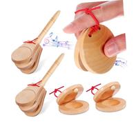 Mikikit 4 pezzi Castagnette in Legno Strumento Musicale Dita e Mano Percussione per Adulti e Suono e Versatile per Musicali e Didattica