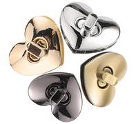 Mikikit 4 Pezzi Chiusure Girevoli per Borse in Acciaio Inossidabile Serrature Forma di Cuore Kit Sostituzione Robuste per Valigie Borse Tracolla Cassette e da Installare Colori Misti