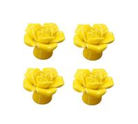 Mikikit 4 Pezzi Maniglie per Mobili in Ceramica Forma di Rosa Gialla da Pomelli per Armadi e Mobiletti Design Elegante e Creativo per Camera e Cucina