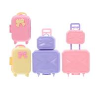 Mikikit 4 Pezzi Mini Valigie Vintage per Bambole da Piccole Valigette Giocattolo in Plastica Resistente Organizer Portatile e Accessorio Decorativo per Casa delle Bambole