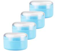 Mikikit 4 Pezzi Piumino da Cipria e Contenitore per Talco Bebé, Spugna Sintetica e Plastica, Blu, Coperchio Ermetico, per Viaggio e Casa, per Polvere per Corpo