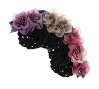 Mikikit 4 pezzi Rete per Capelli Chignon con Fiori e Strass Rete Vintage per Infermiere Donna Accessorio Professionale per Banche e Hotel Clip Sicura per Capelli Ordinati