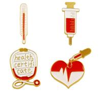 Mikikit 4 Pezzi Spille in Lega a Tema Medico Cartoon, Decorazione per Abbigliamento e Borse, Perfette per Regali a Infermieri in Giorni Speciali come Ringraziamento