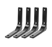 Mikikit 4 Pezzi Staffe per Mensole da Muro in Acciaio Inossidabile Nero l Forma, Supporti Resistenti Facile Installazione per Cucina e Studio