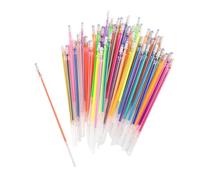 Mikikit 48 pezzi Ricariche Gel Colorate con Glitter e Fluorescenti Punta Liscia per Scrittura e Ricariche Pratiche e Resistenti in Plastica per Scolastico e Ufficio