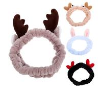 Mikikit 4pezzi Fascia per Capelli Donna in Peluche Elastica per Lavaggio Viso e Doccia per Spa Sport e Yoga Comoda e Versatile