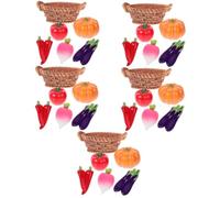 Mikikit 5 Set di cesto di frutta per casa delle bambole Giocattoli in miniatura kit cestino portafrutta adornare a cesto ornamento cesto in miniatura resina