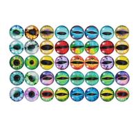 Mikikit 50 Pezzi Cabochon Occhi in Vetro 12mm Semisfera Occhio Tondo Realistico per Bambole Artigianali e Scrapbooking, Materiale Vetro, Retro Piatto, per Colore Casuale Stili Multipli