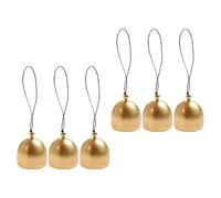 Mikikit 6 Campanelli Artigianali in Ottone Robusto Corda Nera e Perline Dorate Mini Campane da Appendere per Decorazioni Feng Shui Porte Finestre e Spazi Esterni Suono Nitido e