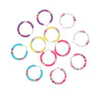 Mikikit 6 paia Orecchini Cerchio Colorati Boho in Argilla Polimerica Leggeri e Resistenti all'Acqua di Cerchi Aperti con Decorazioni in Vinyl per Donna Stagione Calda e Spiaggia