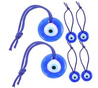 Mikikit 6 Pezzi Decorazioni Occhio Blu Turco in Vetro 2,5 Cm, Ciondoli Da Appendere Per Parete e Auto, Porta Fortuna e Protezione Contro La Sfortuna, Regalo Per Casa e Amici
