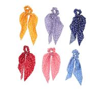 Mikikit 6 Pezzi Elastico per Chioma con Cuore e Nastro, Scrunchie a Fiocco, 35x12x3cm, Gentile sui Chioma, per Donne e Ragazze, Gym e Party Decor