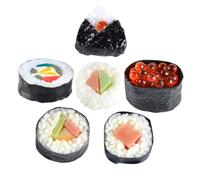 Mikikit 6 Pezzi Finto Sushi Artificiale Riproduzione Di Cibo Realistico Involtini Finti Ricchi Sushi Giapponese Finto Per Decorazioni e Scena Di Fotografia