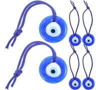 Mikikit 6 Pezzi Occhio Turco in Vetro Blu Pendente da Appendere per Decorazione Casa Elegante e Protettiva Contro la Sfortuna