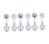 Mikikit 6pezzi Orologio Da Taschino Per e Medico Design Elegante e Clip Orologio Flessibile Plastica Con Strass Forma Di Fiore Per Uso Quotidiano e Occasionale