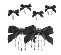 Mikikit 6pezzi Scheletro di Halloween Fermaglio per Capelli Forma di Teschio Gotico con Fiocco Artiglio da Diavolo Accessori per Capelli Spettrali per Ragazze e Donne per Cosplay e Feste T