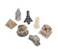 Mikikit 7 Pezzi Statue Miniature in Resina di Architetture Famosi Modelli Decorativi per Casa e Scenografie Durature e Resistenti per Camera Hotel e Eventi