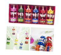 Mikikit Addobbi Natalizi in Legno 6 Pezzi Decorazioni da Appendere a Forma di Carosello per Festa di Natale e Decorazione della Casa Colore Casuale