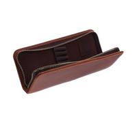 Mikikit Astuccio Pelle Vintage con Cerniera Organizer per Matite e Penne Penne Marrone per Scuola Ufficio
