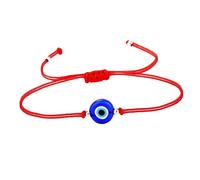 Mikikit Bracciale Occhio Turco Rosso Regolabile Filo Intrecciato con Perle Dorate Braccialetto Protezione Malocchio per Donna Accessorio Moda Minimalista per Fortuna e Protezione