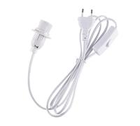 Mikikit Cavo Prolunga Lampada 1,8m Portalampada E14 e Interruttore On/off in Pvc Bianco, Facile Installazione, per Bagno e Matrimoni