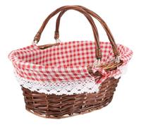 Mikikit Cesto da Picnic in Vimini Portatile con Manico Pieghevole, Resistente all'Usura, Leggero e Decorativo per Raccolta Frutta e Organizzazione Casa