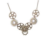 Mikikit Collana Ciondolo Steam Gear Vintage a Ingranaggi Rotondi Accessorio Elegante da Collo Creativo in Stile Steampunk Gioiello da Donna per Feste e Occasioni Speciali