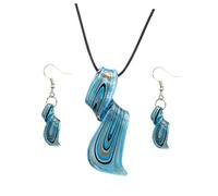 Mikikit Collana e Orecchini Donna in Vetro Blu Creativa Pendenti Eleganti per e Matrimonio Accessori Raffinati e Luminosi