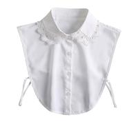 Mikikit Colletto Finto Bianco in Chiffon Donna Mezza Camicia Staccabile Elegante Accessorio Decorativo per Maglie Vestiti e Uniformi Design Senza Maniche