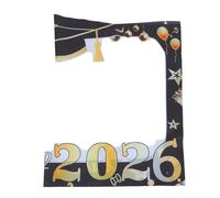 Mikikit Cornice per Selfie Laurea el 2026 in Poliestere Nero e Oro, Striscione Fori e Cavo per Photobooth, Oggetti di Scena per Foto di Laurea e Feste di Diploma