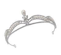 Mikikit Corona di Strass da Sposa Perle Artificiali e Cerchietto a Corona Stabile Accessori per Chioma Donna per Matrimoni Feste e Spettacoli Teatrali