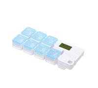 Mikikit Custodia per Medicinali 7 Scomparti Portatile Timer Digitale Coperchi Rialzati per Facile Apertura Allarme senza Batterie (Azzurro)