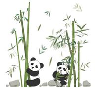 Mikikit Decorazione Unica Attaccare da Facile e Creativa Resistente Adesivo Panda Bambù in Pvc Murale per Cameretta per Nido e Camera