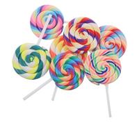 Mikikit Decorazioni Lecca-lecca Giganti in Argilla Polimerica 7 Pezzi Per Feste Di Compleanno e Camerette Bambini, Accessori Fotografici Di Dolci Finti Per Allestimenti Di Candyland e Eventi a Tema